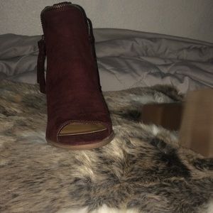 Maroon heel booties